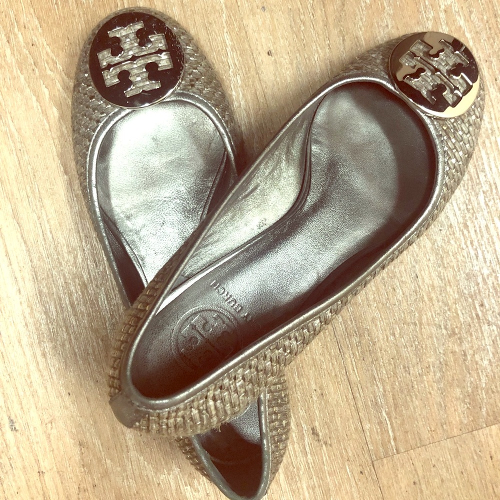 Metallic Woven Tory Burch ballet flats